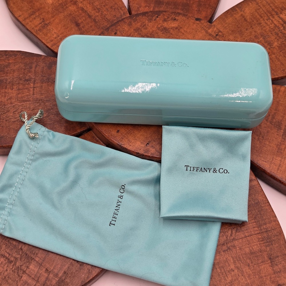 Tiffany & Co Womens Eyewear Case, Dust bag, and Cleaning Cloth ONLY Set Blue